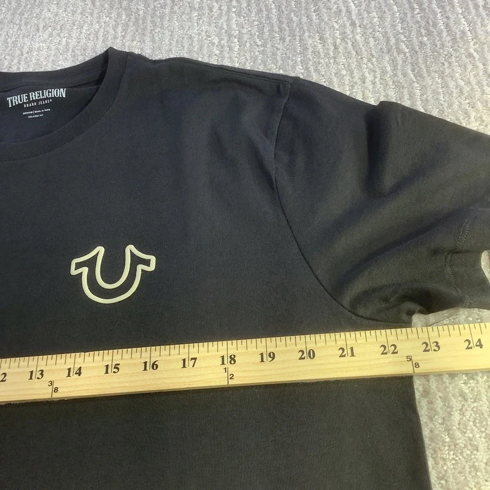 True Religion Mens‎ Relaxed Fit Overseam Puff Tee Shirt Black Size M NWT